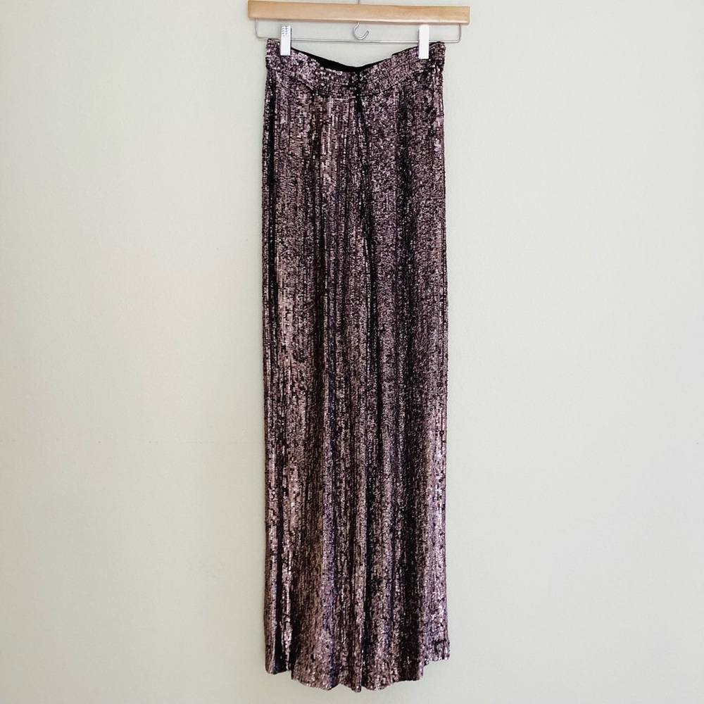 Rodarte Wide Leg Pants High-Rise Purple Sequin Embellishments  SZ 2 - Picture 2 of 9